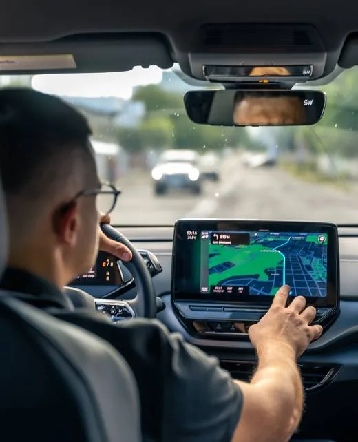 Driver-assist camera view on an infotainment screen