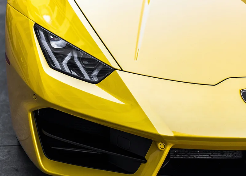 Yellow Lamborghini front end