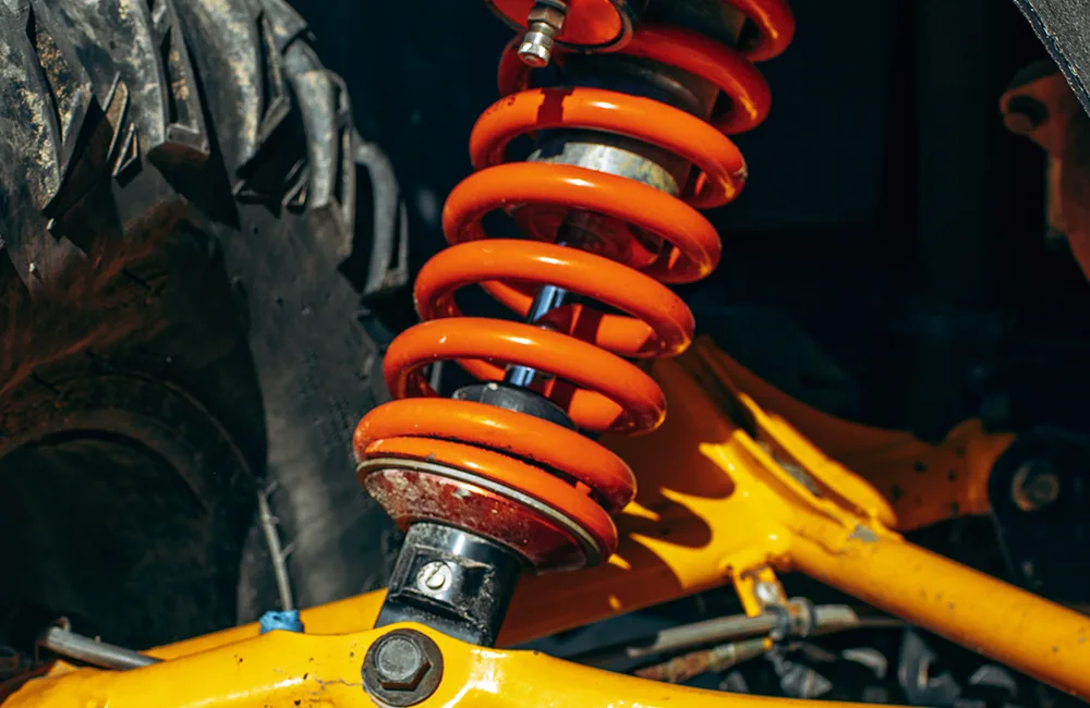 Performance coilover suspension close-up