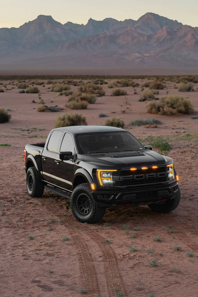 A black Ford F-150