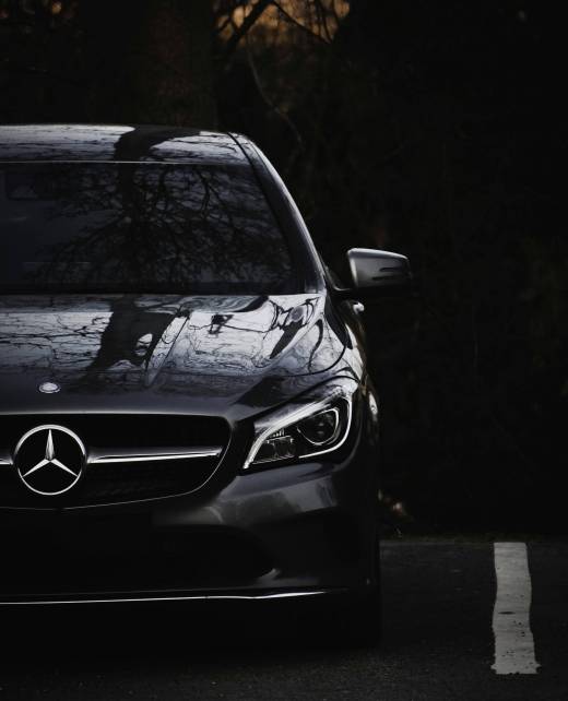 A black Mercdes-Benz